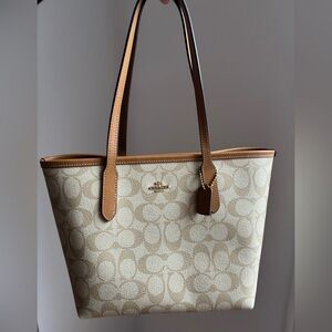 Coach Small City Tote Bag In Signature Canvas